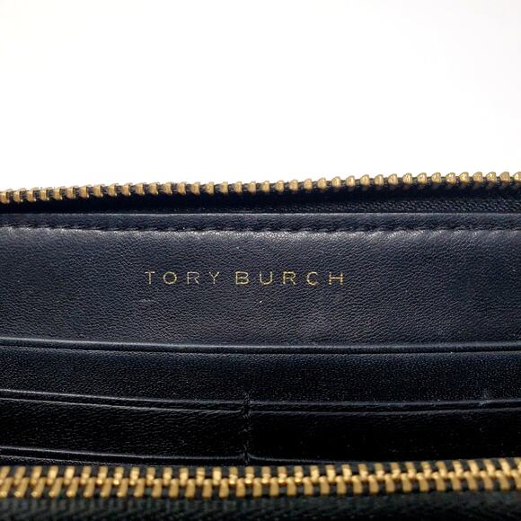 Tory Burch Fleming Zip Continental Wallet Quilted Soft Leather Black One Size - Picture 8 of 12